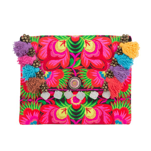 pink boho clutch