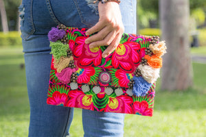 pink boho clutch