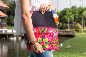 pink boho clutch
